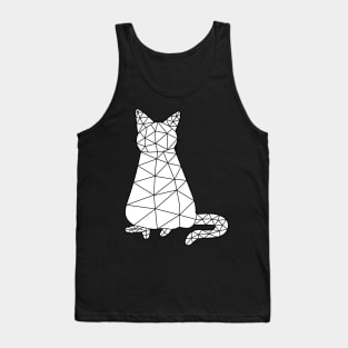 Cat sits straight showing his tail, Cat Geometric for Dark Tank Top